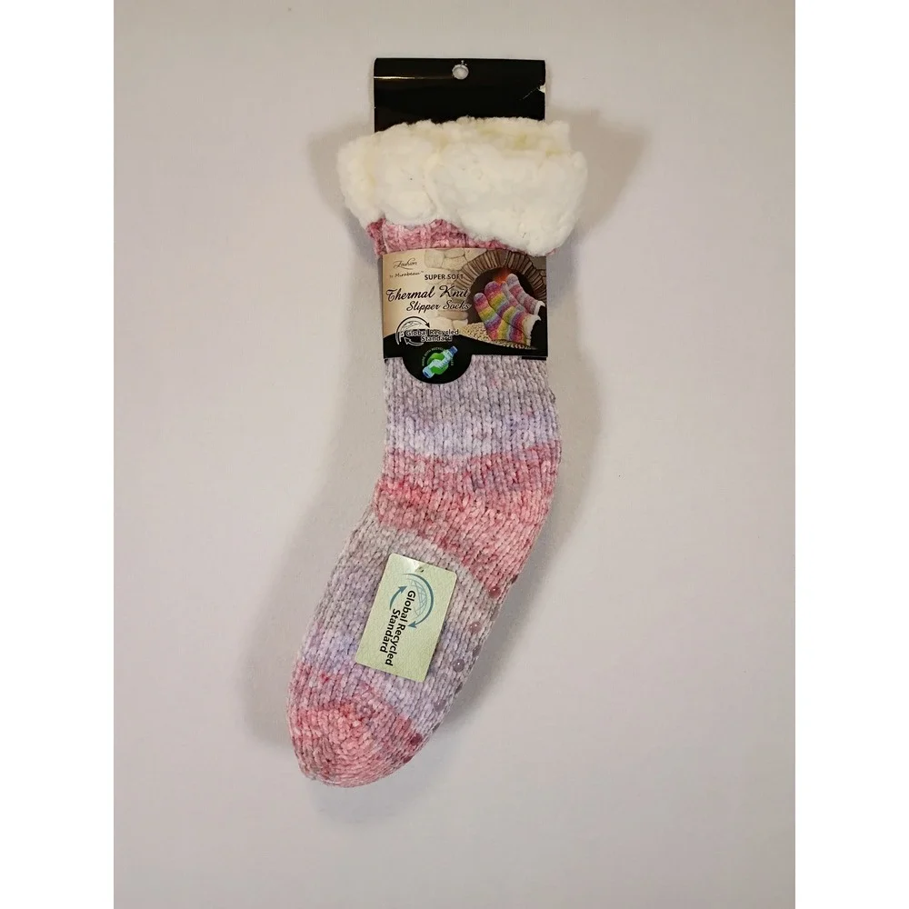 Cozy Hygge Fashion by Mirabeau Womens OS Pink Ombre Thermal Knit Slipper Socks